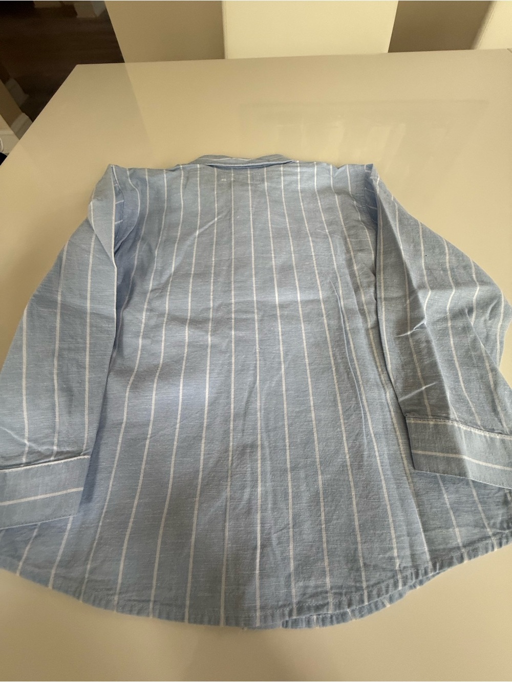NWT Zara Blue and White Vertical Stripe Button-Up Shirt - Picture 5 of 7
